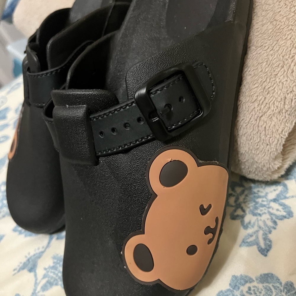 Black Clogs with Bear Design